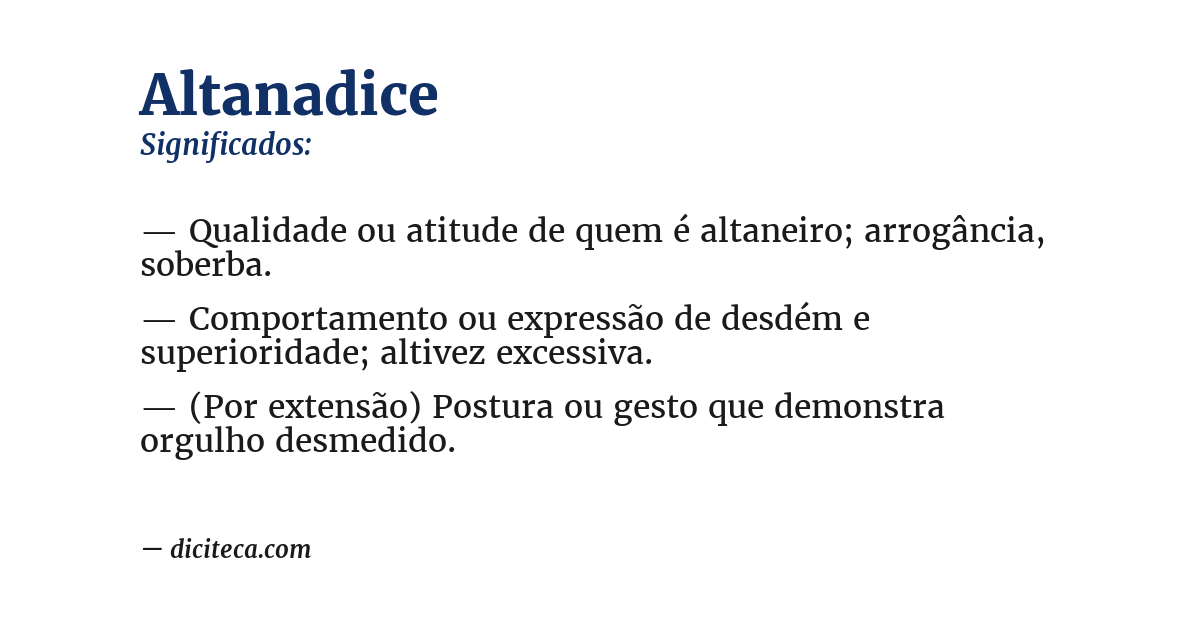Significado de altanadice