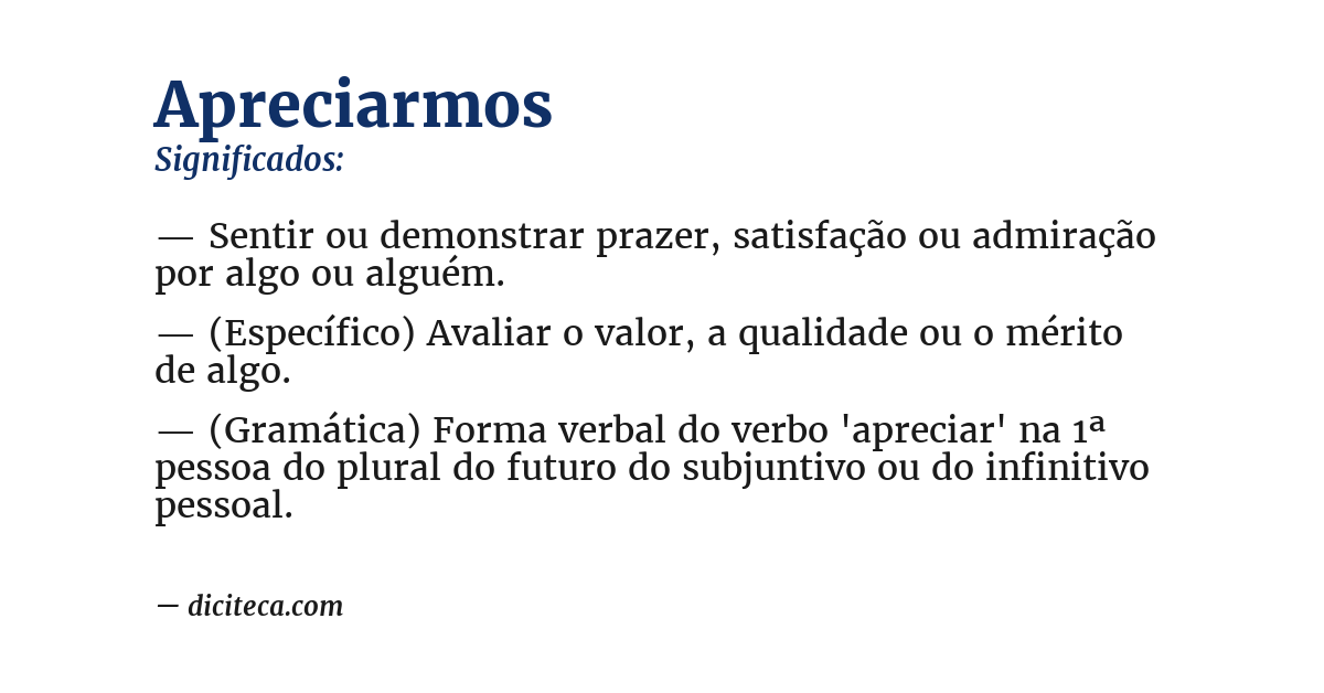 Significado de apreciarmos