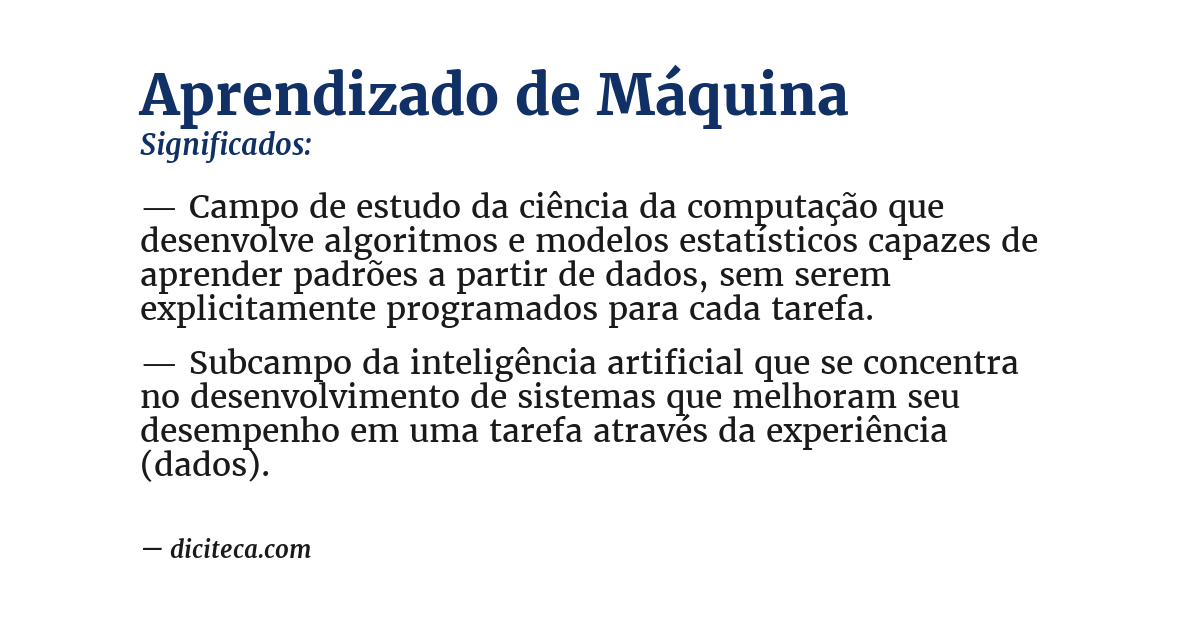 Significado de aprendizado de máquina