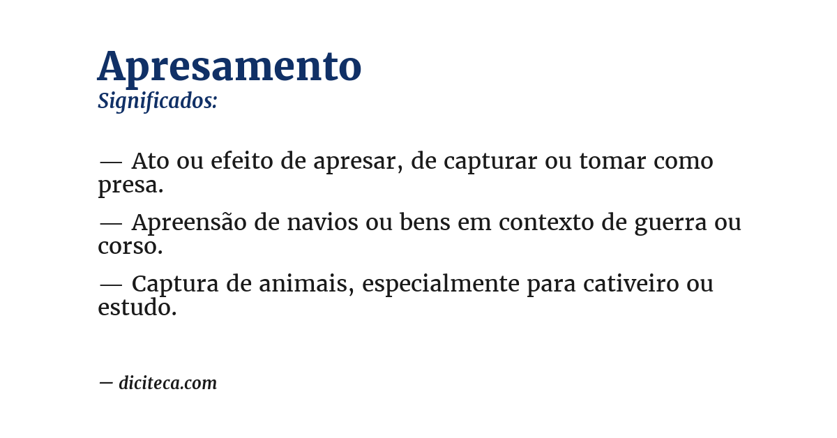 Significado de apresamento