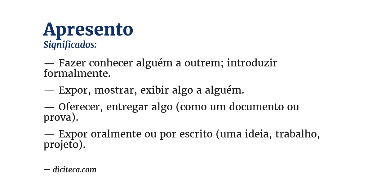 Significado de apresento
