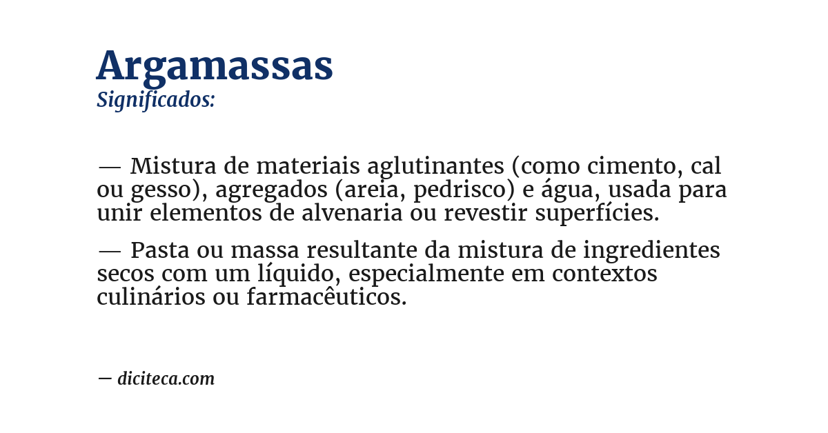 Significado de argamassas