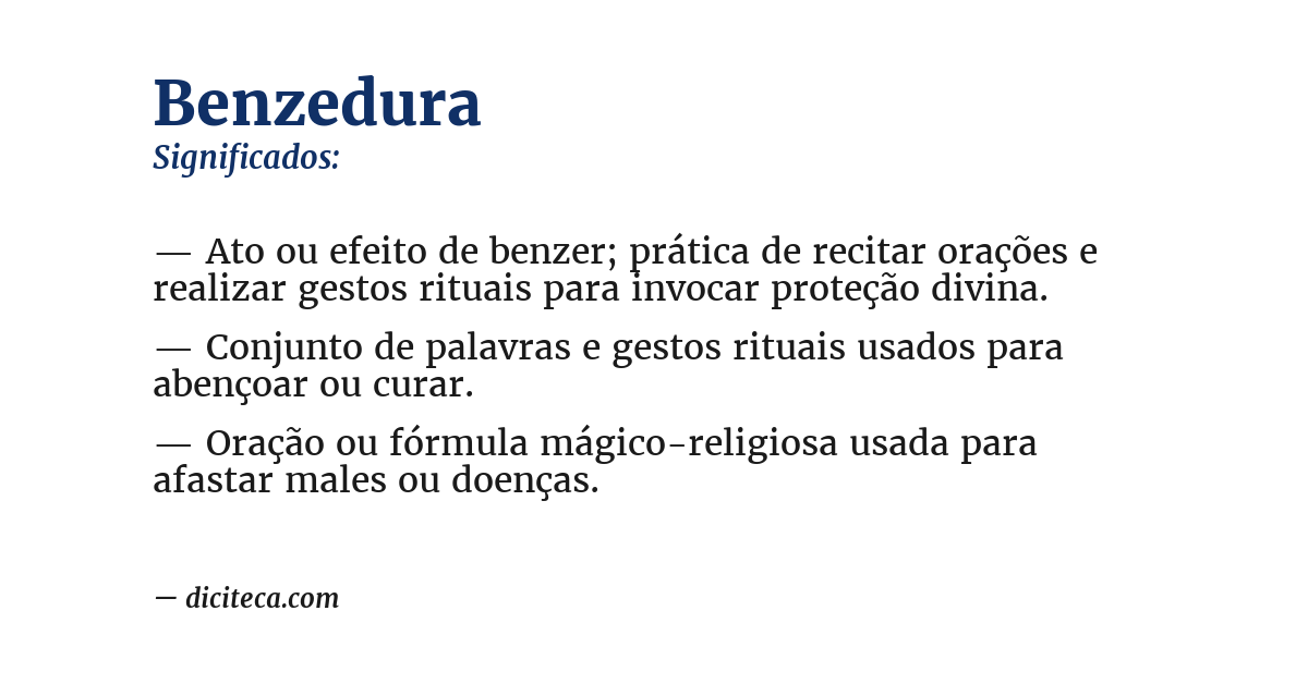 Significado de benzedura