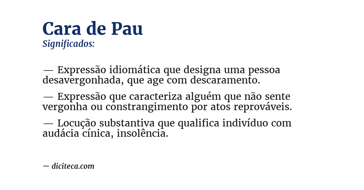 Significado de cara de pau