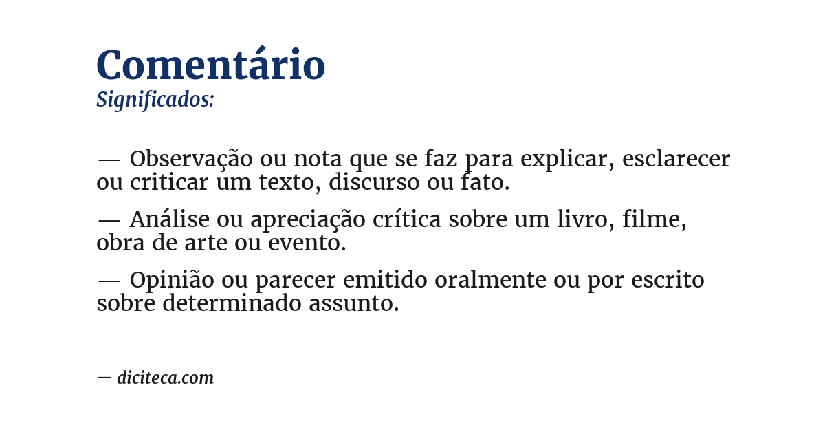 Significado de comentário