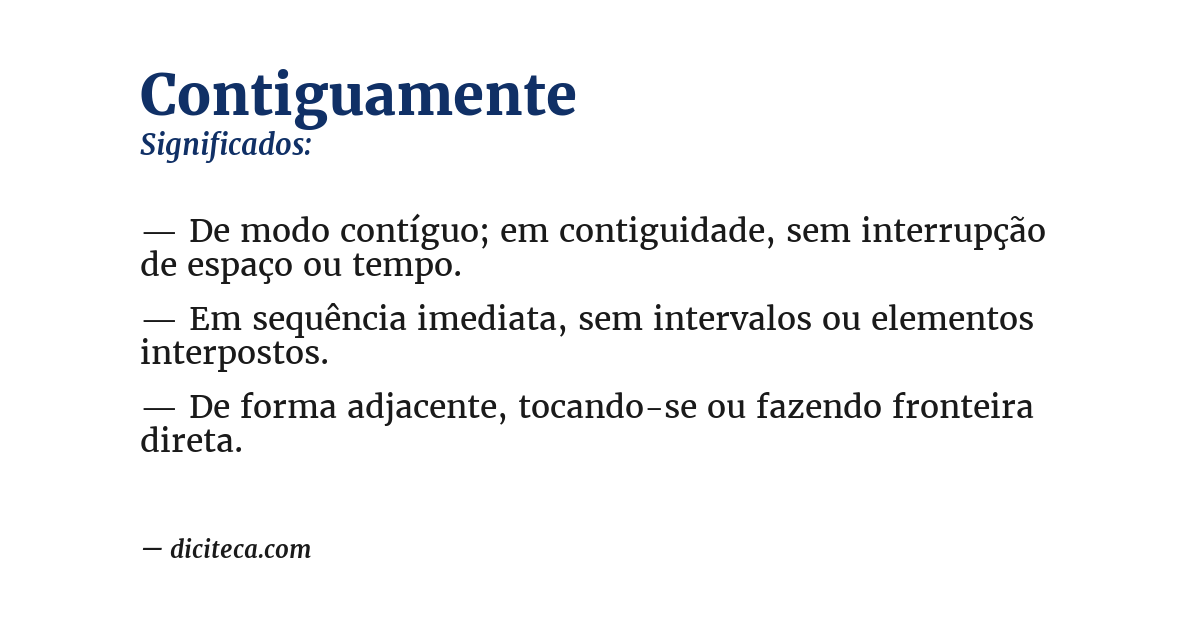 Significado de contiguamente