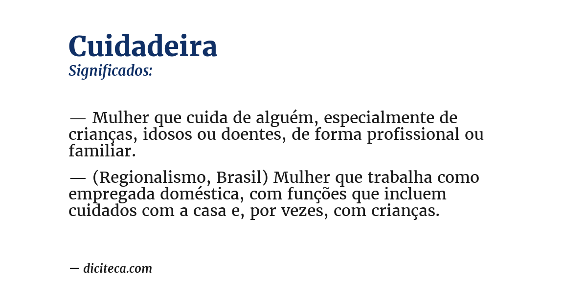 Significado de cuidadeira