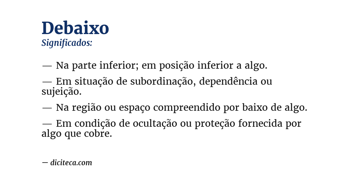 Significado de debaixo