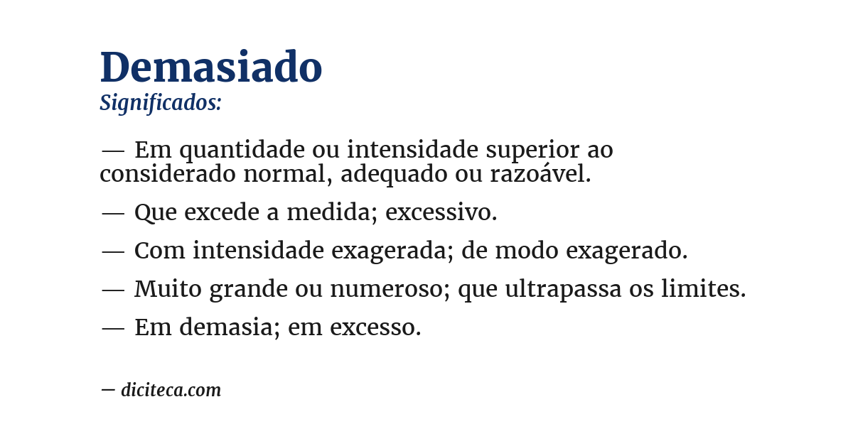 Significado de demasiado