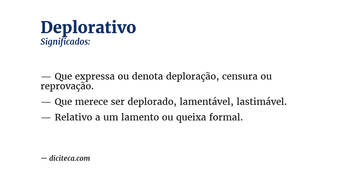 Significado de deplorativo