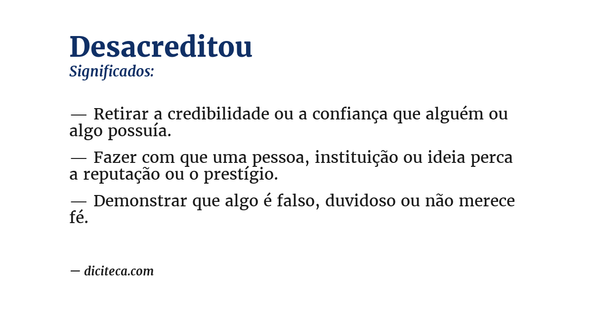 Significado de desacreditou