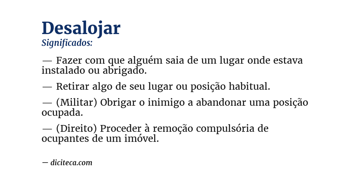 Significado de desalojar