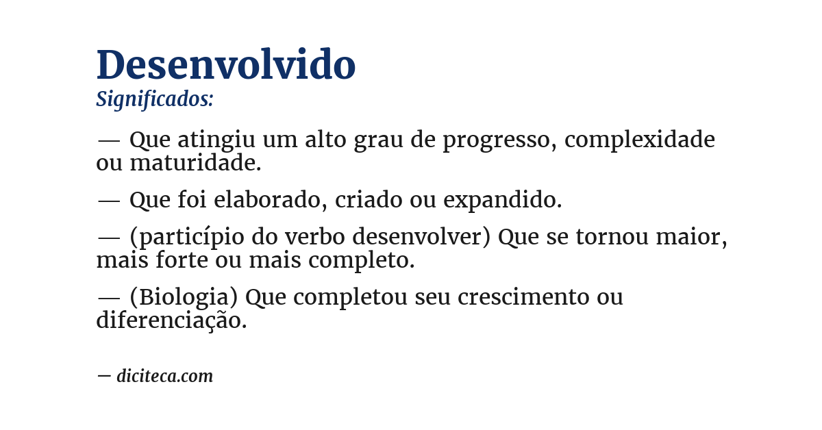 Significado de desenvolvido