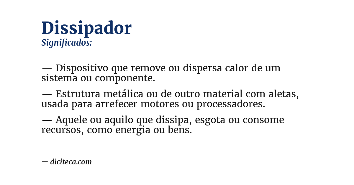 Significado de dissipador