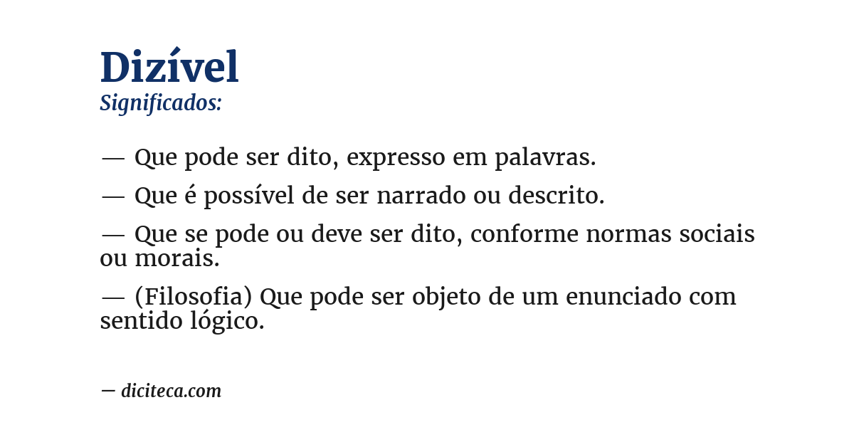 Significado de dizível