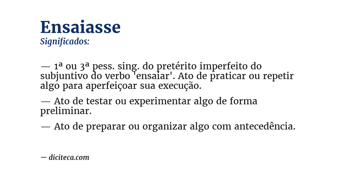 Significado de ensaiasse