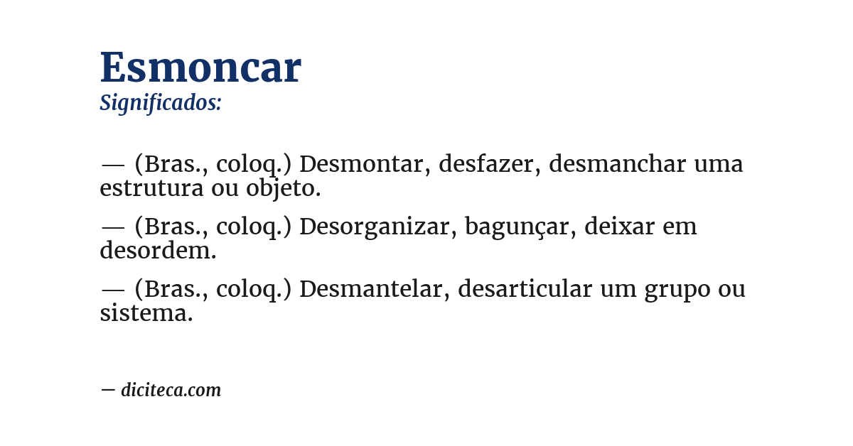 Significado de esmoncar