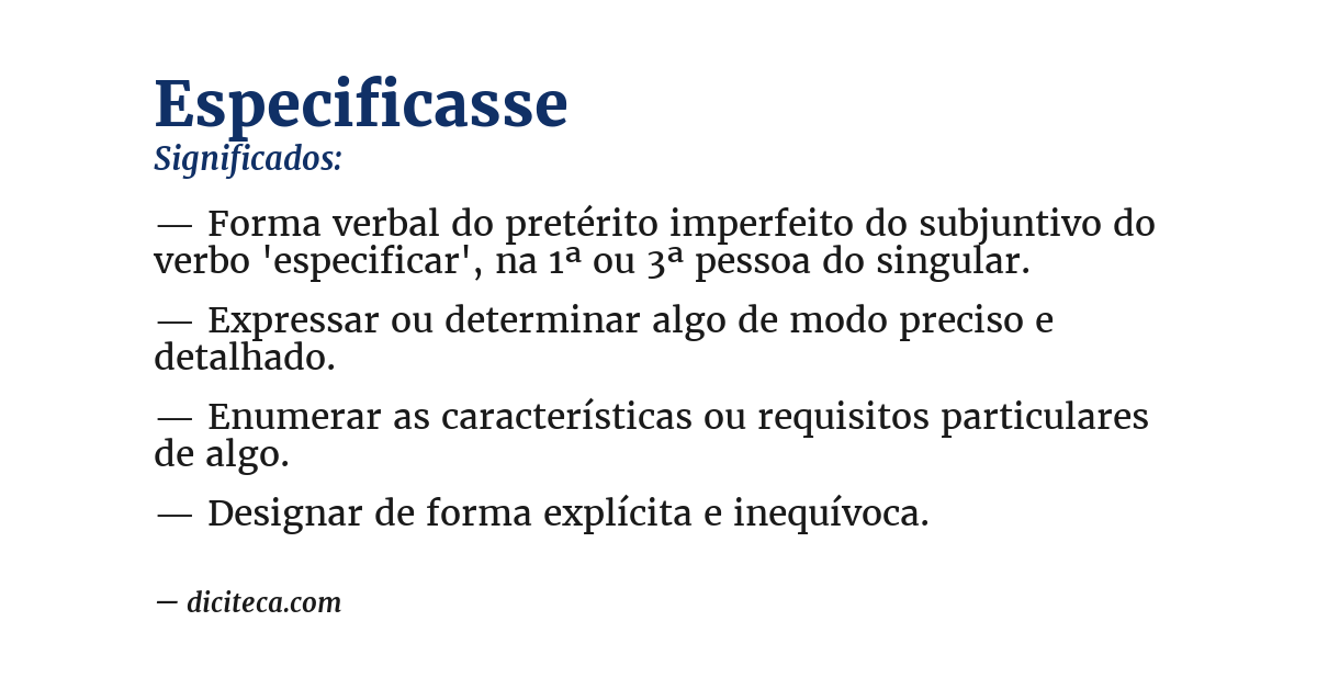 Significado de especificasse