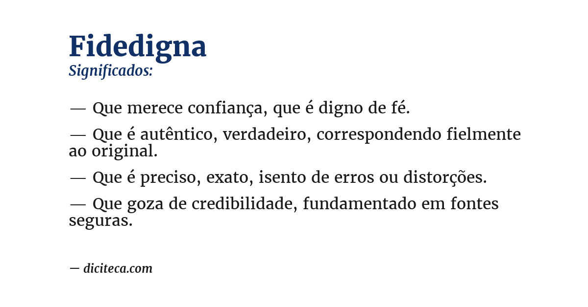 Significado de fidedigna