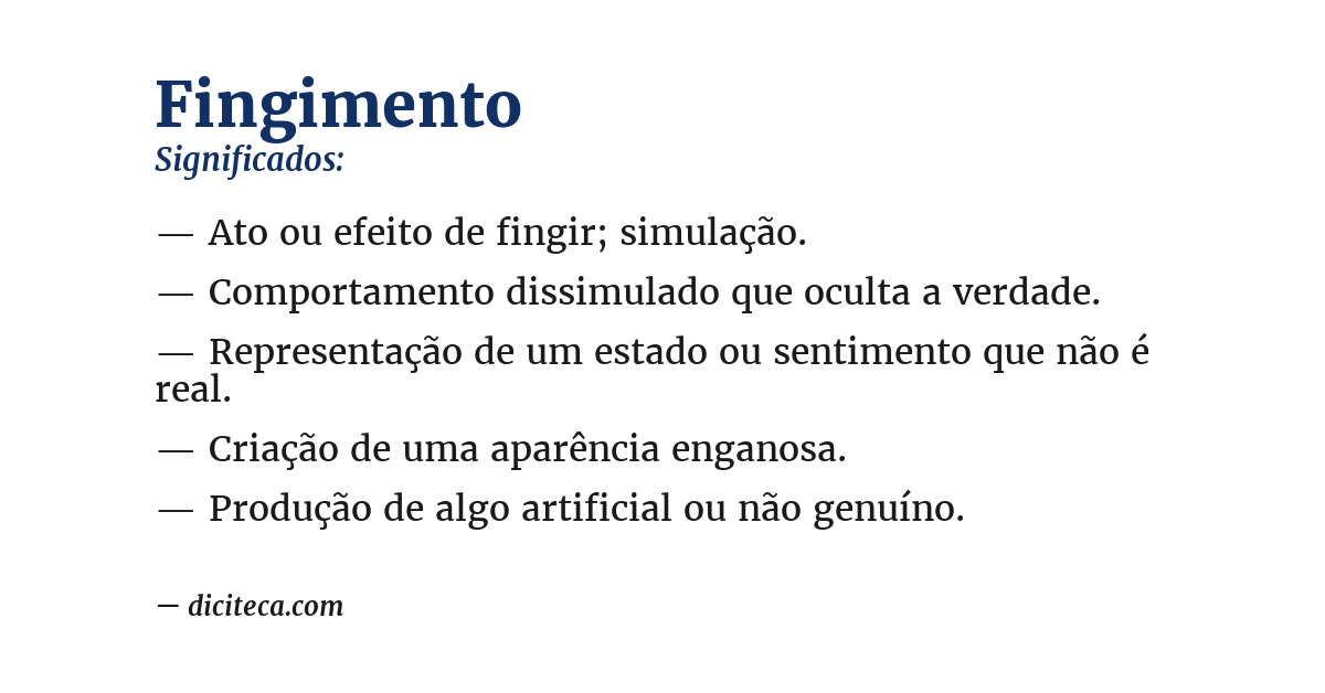 Significado de fingimento