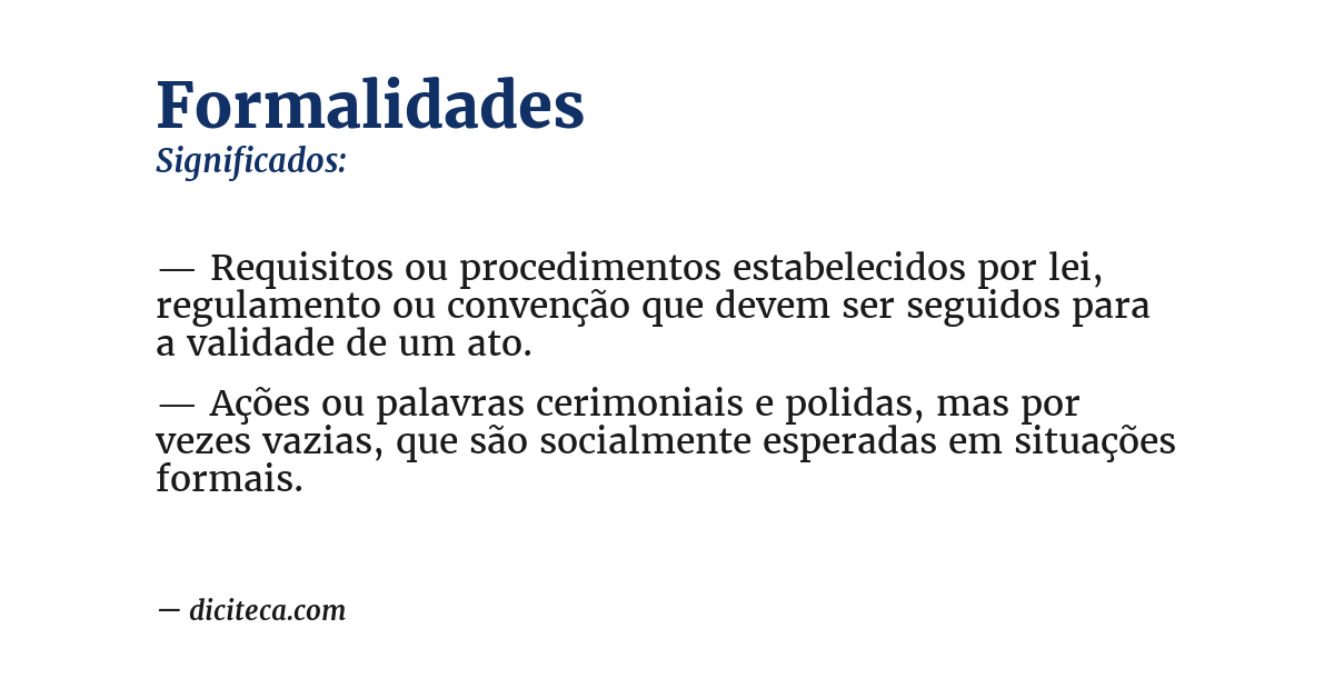 Significado de formalidades