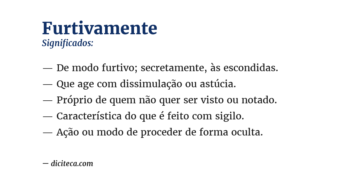Significado de furtivamente