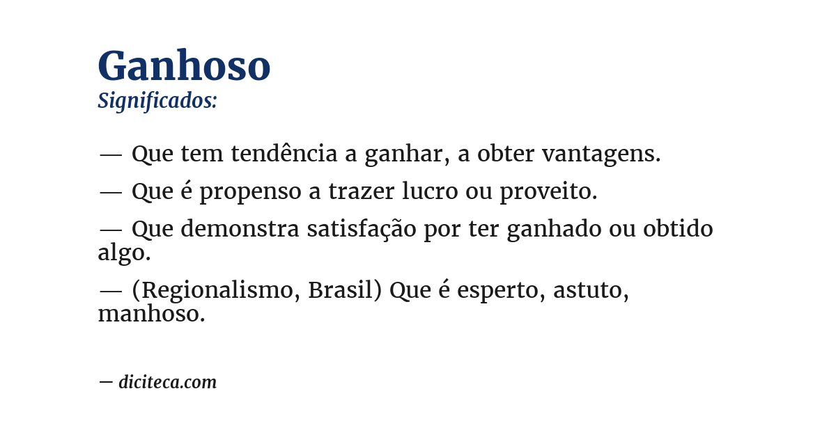 Significado de ganhoso