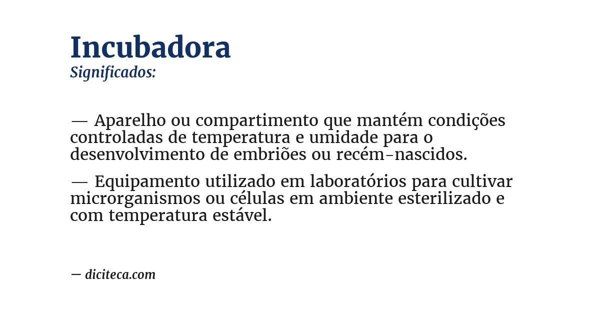Significado de incubadora