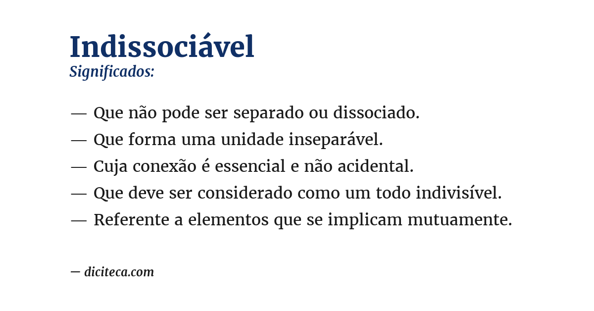Significado de indissociável