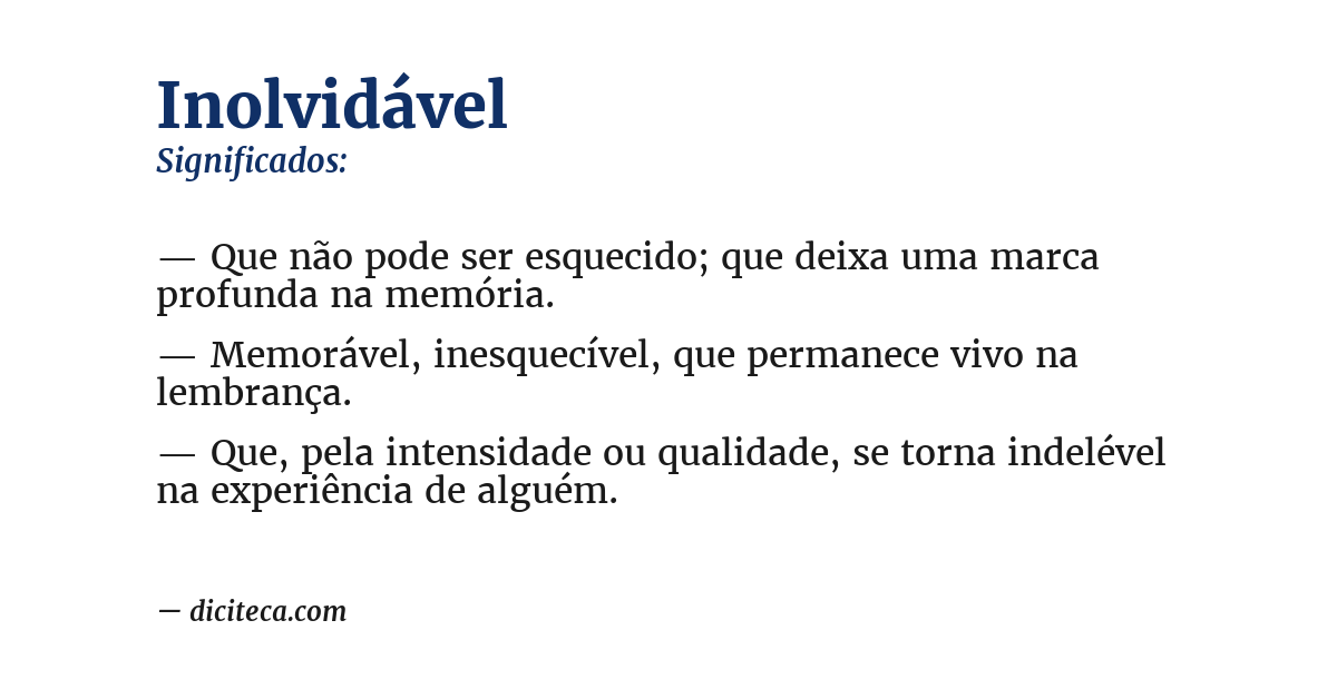 Significado de inolvidável