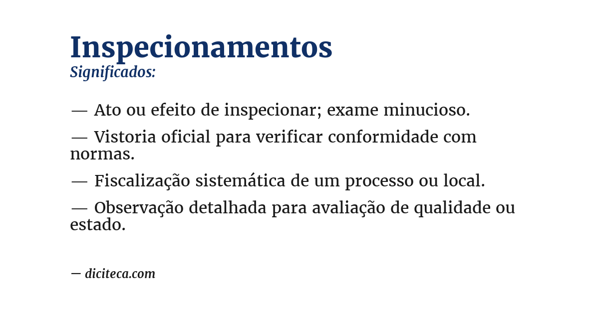 Significado de inspecionamentos