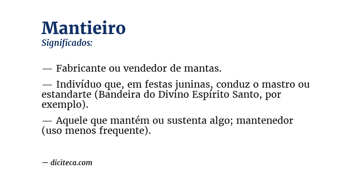 Significado de mantieiro