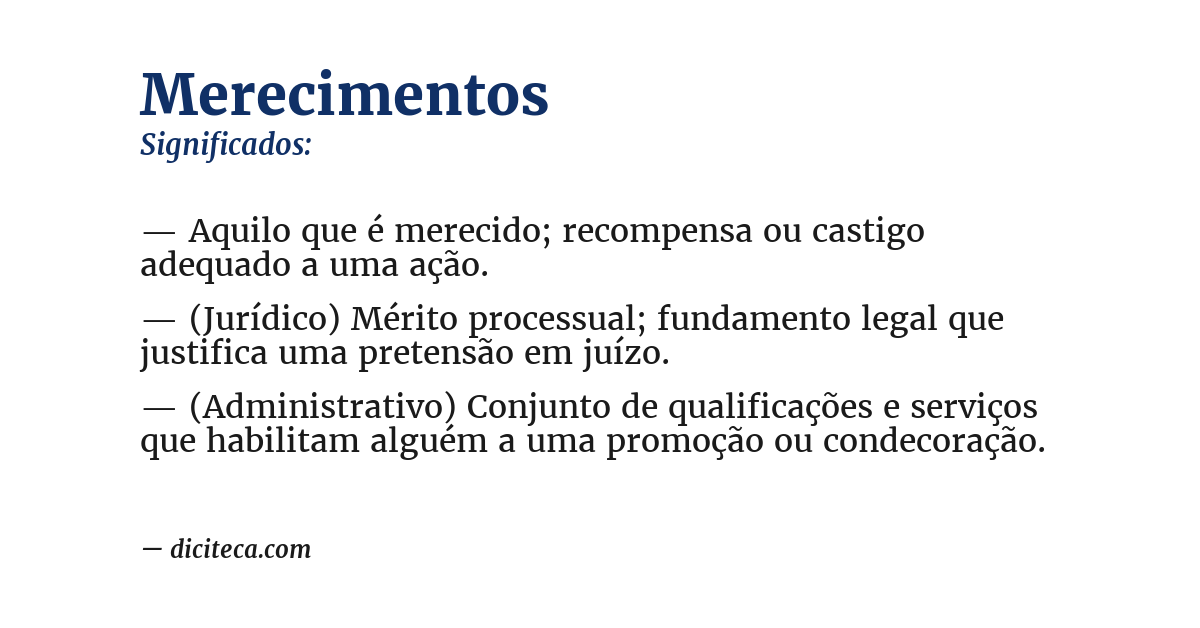 Significado de merecimentos