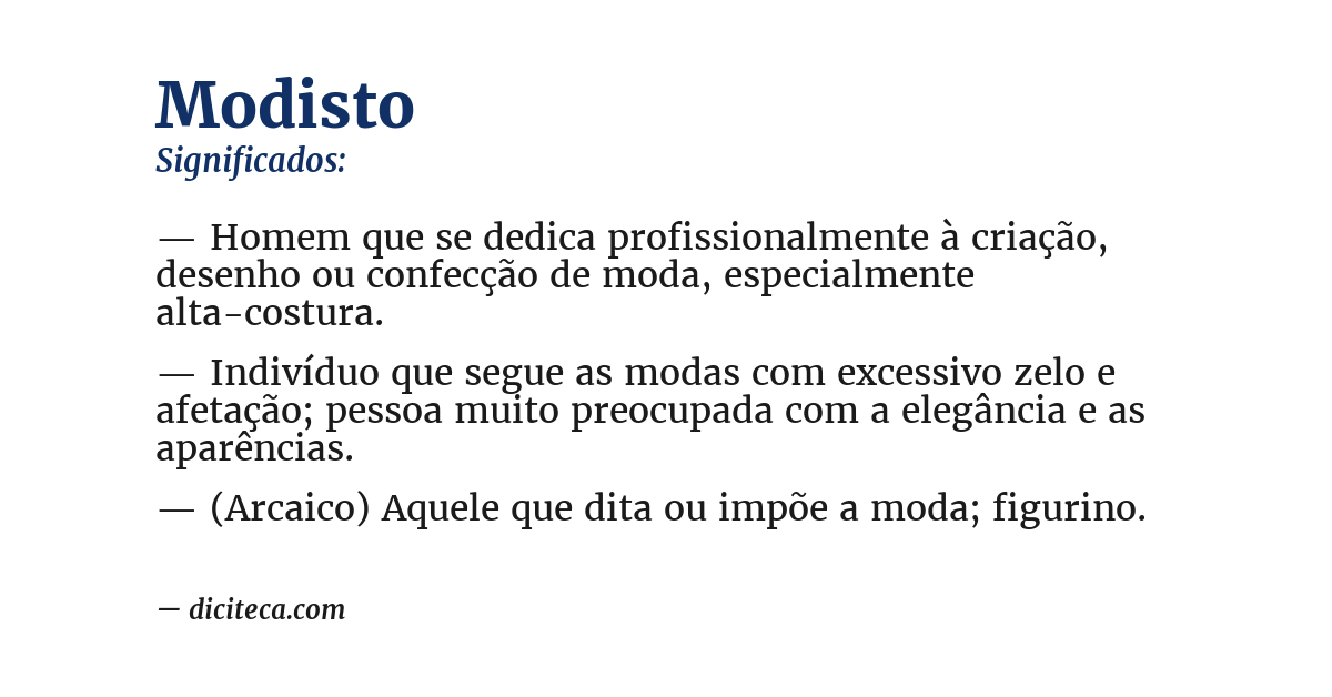 Significado de modisto