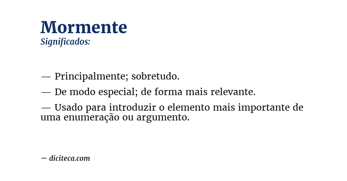 Significado de mormente