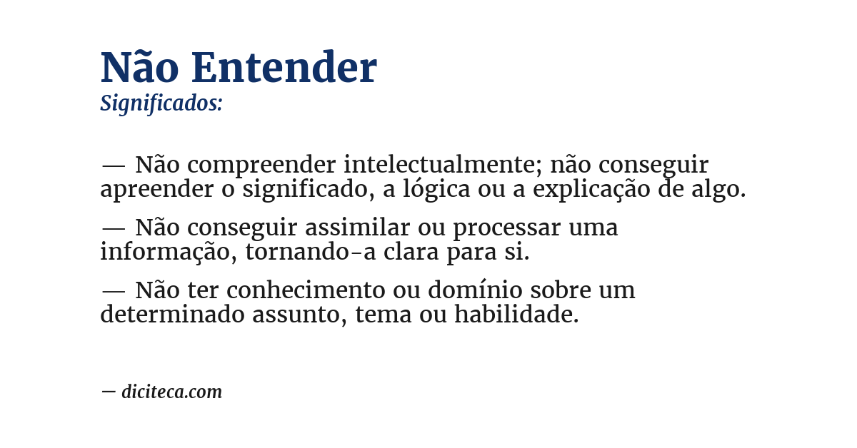 Significado de não entender