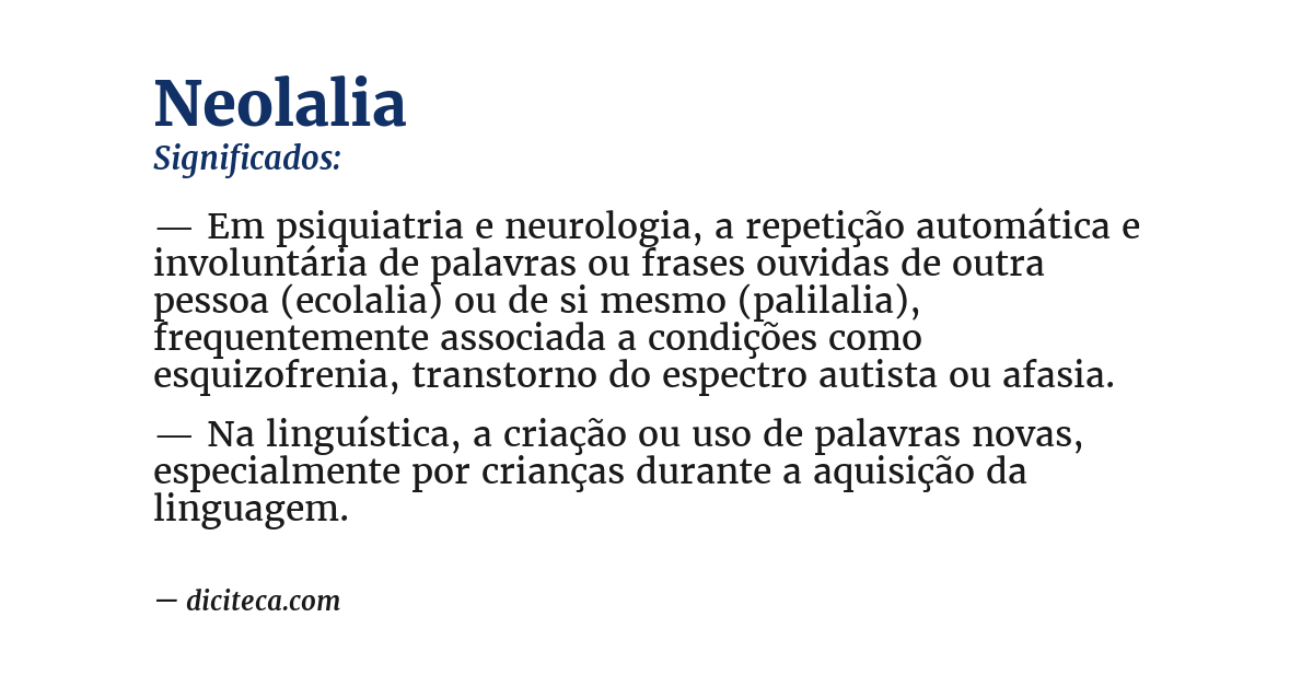 Significado de neolalia