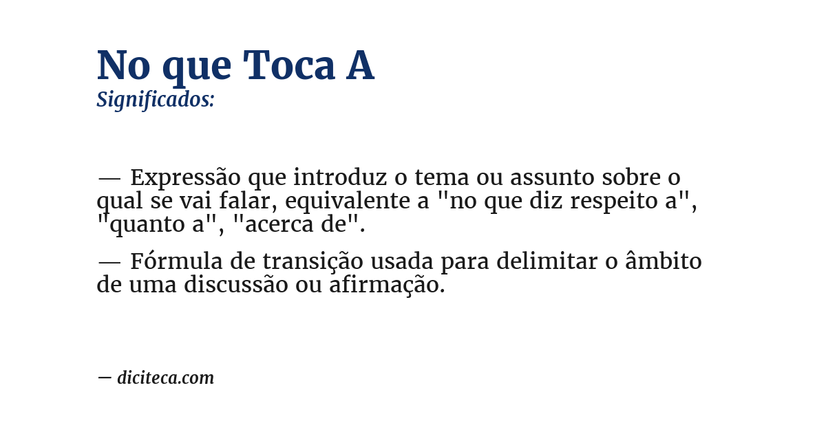 Significado de no que toca a