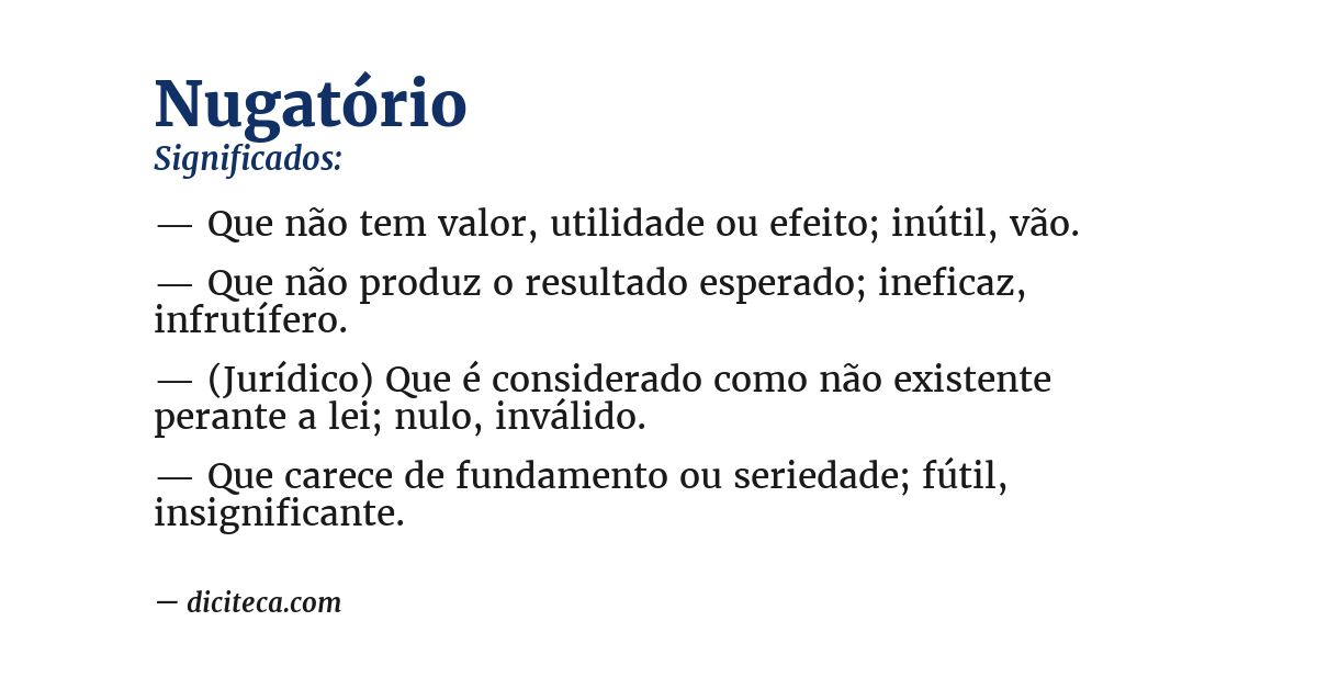 Significado de nugatório