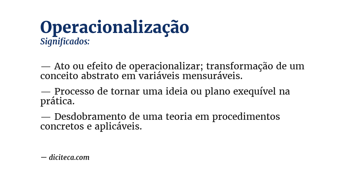 Significado de operacionalização