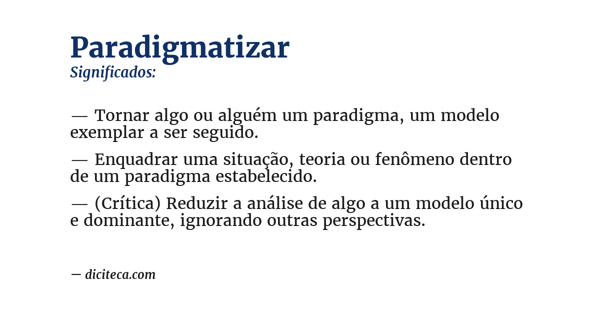 Significado de paradigmatizar