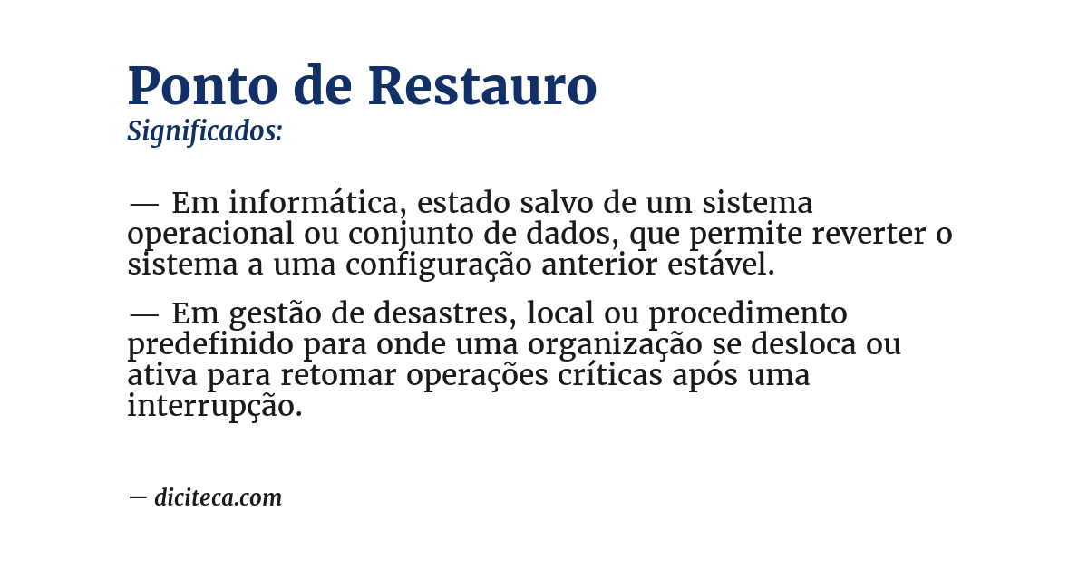 Significado de ponto de restauro