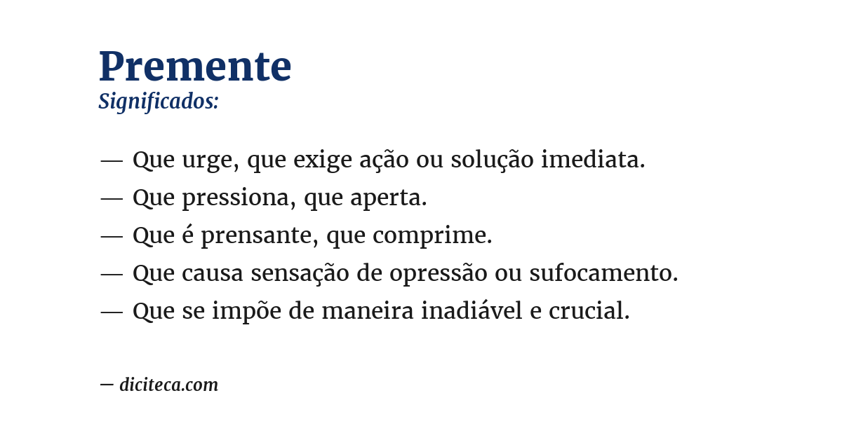 Significado de premente