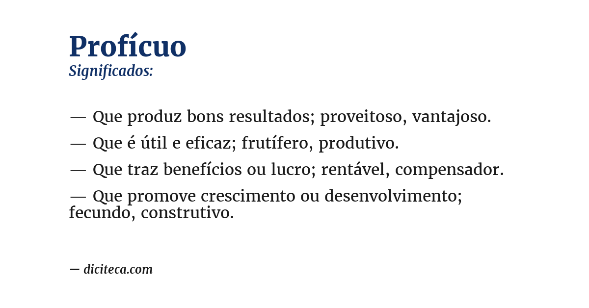 Significado de profícuo