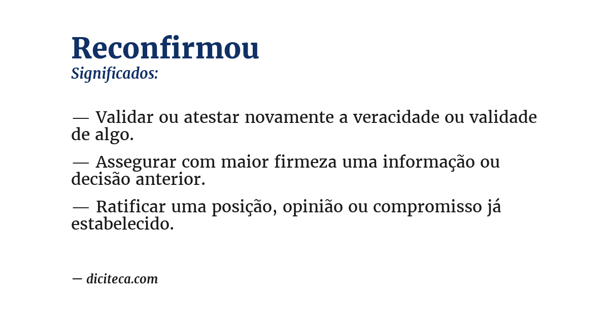 Significado de reconfirmou