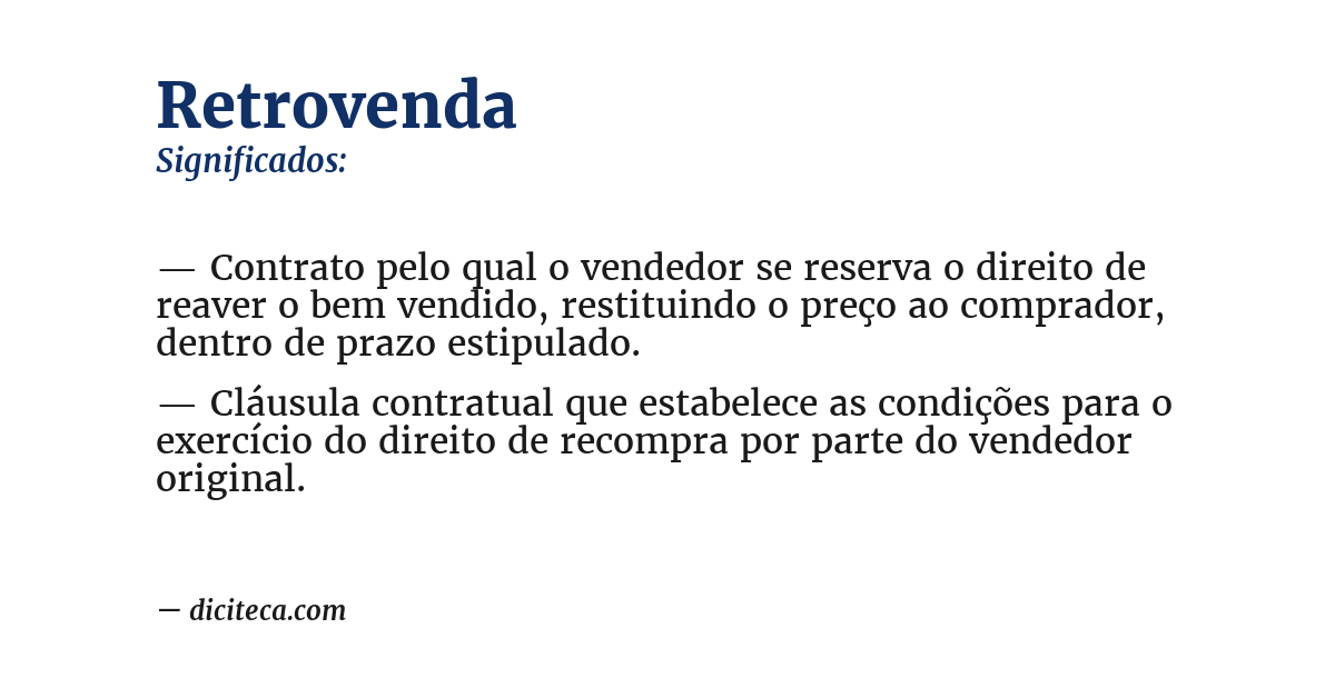 Significado de retrovenda