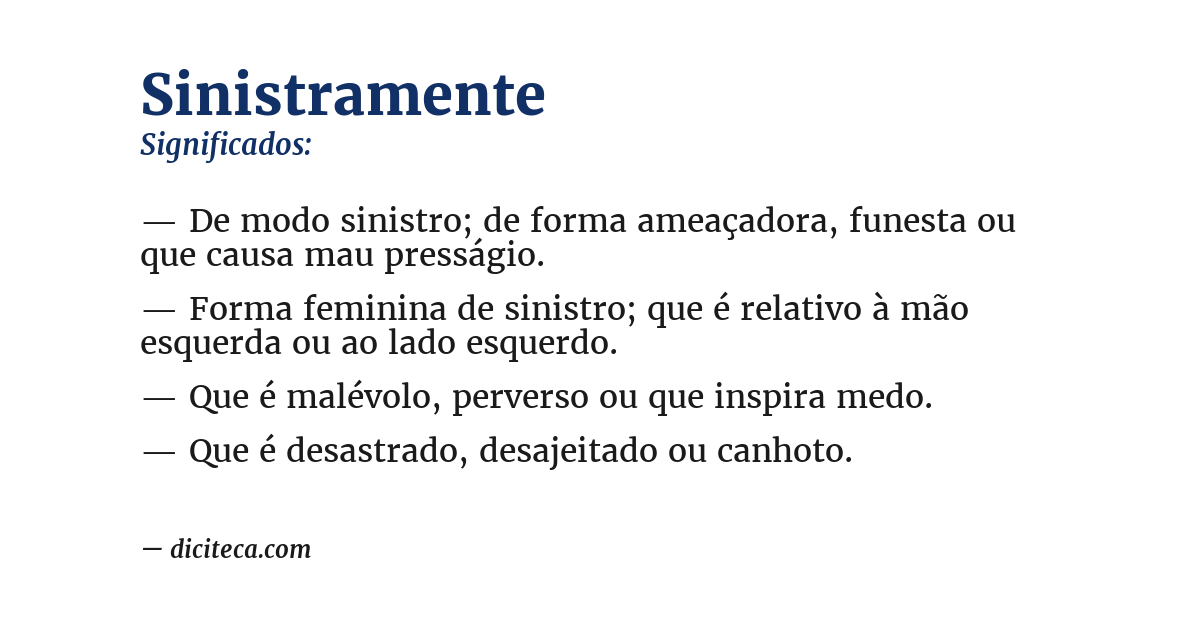 Significado de sinistramente