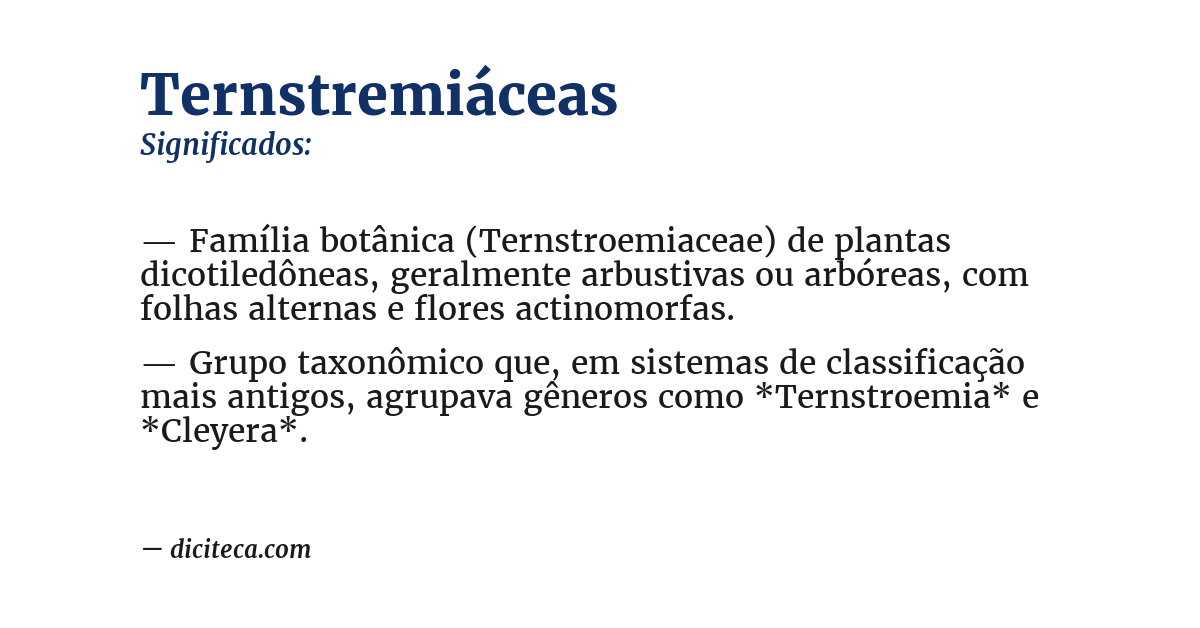Significado de ternstremiáceas