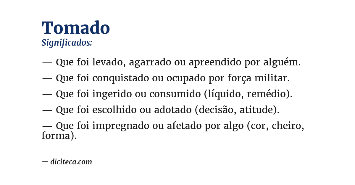 Significado de tomado