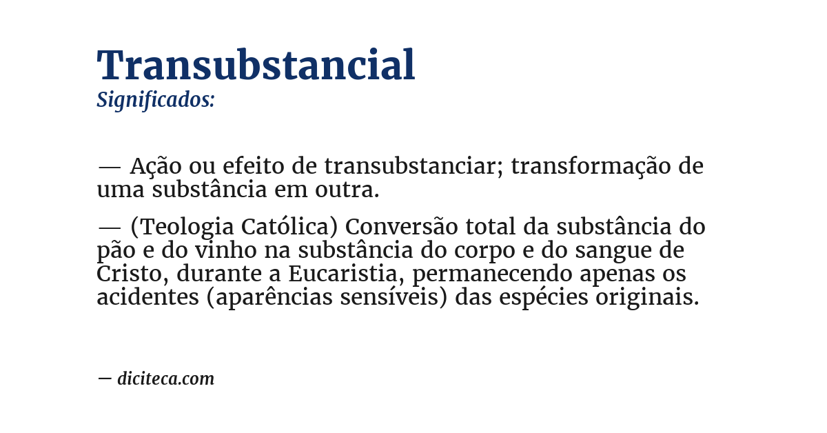 Significado de transubstancial